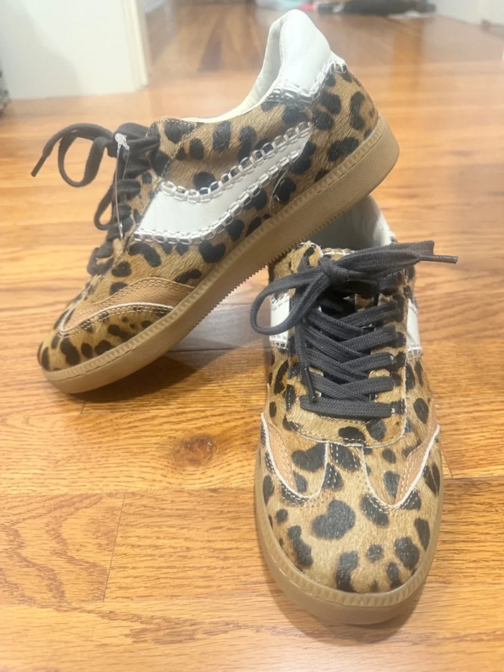 Dolce Vita Women’s Leopard Print Faux Fur Casual Sneakers - Brown/Black 8.5